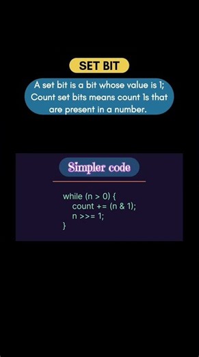 Let's count set bit by bit manipulation