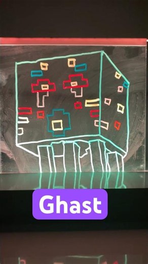 Making a Neon Minecraft Ghast! 🌌 #shorts #neonart #minecraft