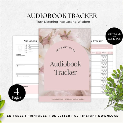 Audiobook Log Printable | Track Audiobooks, Hours Listened & Favorites | Self Improvement Journal - Etsy Canada