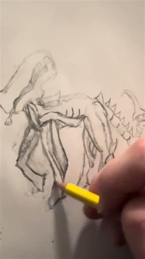 Drawing a xenomorph alien but cat form #drawing #xenomorph #alien #aliendrawing #xenomorphdrawing