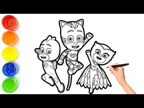 How To Draw Pj Mask Characters Catboy, Owlette and Gekko For Kids