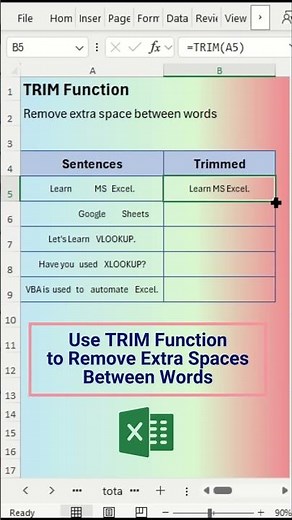 Trim Function in Excel | Remove Extra Spaces Between Words
