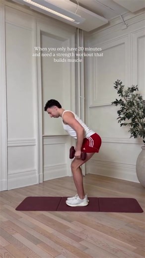 You don't need a long workout to make it count. A focused 20 minutes of strength can go a long way when you keep the moves simple and stay consistent. @Matt Liotine walks through a quick strength set designed to build muscle and get it done efficiently. 2 rounds, 12 reps each: • Curtsy squat • Row • Squat • Bicep curl Save this for the next time you need a quick strength workout