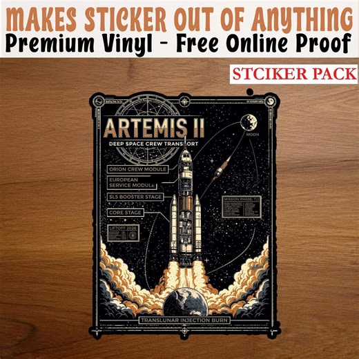 Rocket Artemis II Program Sticker, Rocket Launch Pack Sticker, Future Moon Mission Decal, Space Exploration Vinyl - Etsy