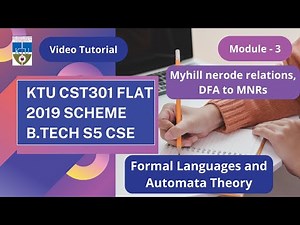 KTU CST301 FLAT|S5 CS|Module 3 Part 1|Myhill nerode relations, DFA to MNRs