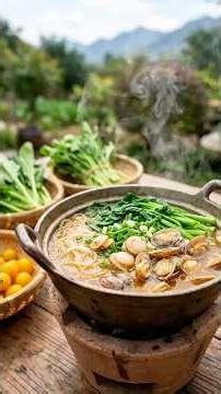 From Mud to Meal: Farm-to-Table Fresh Clam & Noodle Soup 🍲#cooking #minivlog #farmtotable