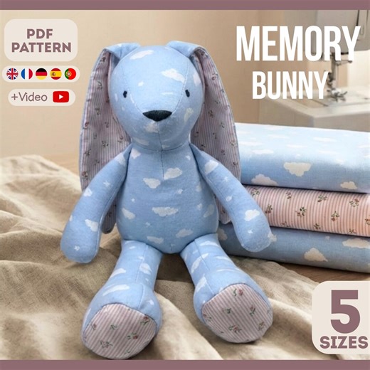 Memory Bunny PDF Pattern, Video 5 Sizes Keepsake Toy, Fluffy Rabbit, Stuff Animal - Etsy
