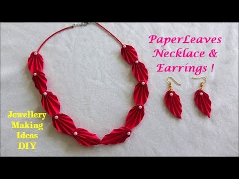 Paper Leaves Necklace & Earrings ~ DIY Jewlery Making Ideas ~ Easy Steps /Tutorial.