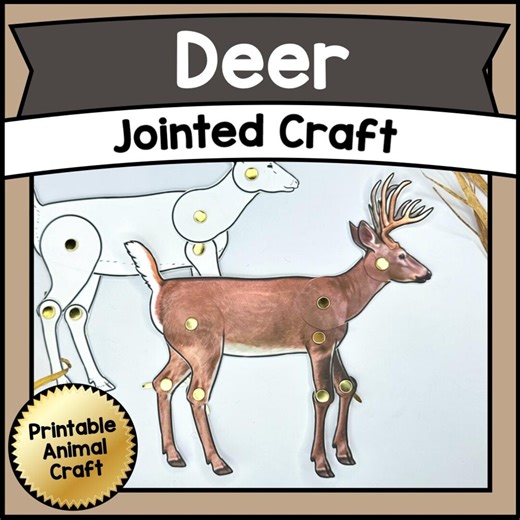 Printable JOINTED Deer Paper Puppet Craft Kit | DIY Articulated Animal PDF | Classroom & Educational Kids Activity - Etsy