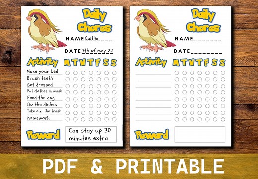 Pokemon Printable Chore Chart - Fun Kids' Chores Tracker - Instill Responsibility with a Pokemon Twist - Reward System - Instant Download - Etsy México