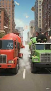 Hero Cat Fixes Truck 😺🔨!truck repair#shorts #animation #catart #cats