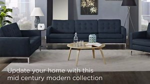 Modway Loft Upholstered Fabric Mid-Century Modern Sofa In Azure