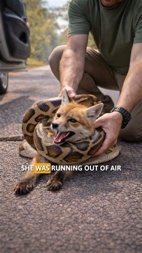 ⚔️🦊 A Baby Fox VS A Python... the baby fox got coiled 💔 #shorts #sad