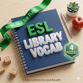 Library Sections & Checking Out Books Sub Plans: Newcomer ESL Crosswords