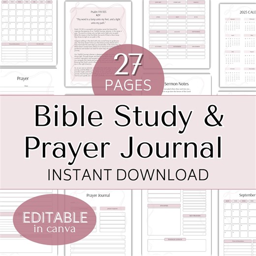 Christian Prayer Journal Bible Study Devotional Calendar for Women Canva Template - Etsy