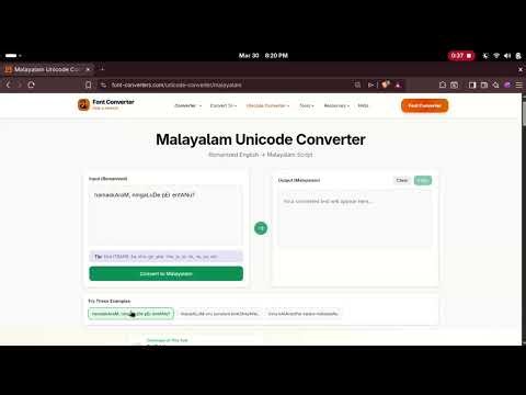 Malayalam Unicode Converter ⚡ Romanized English to Malayalam Script