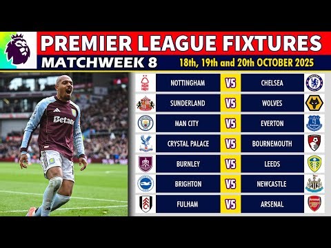 🟣EPL FIXTURES TODAY - Matchweek 8 • EPL Table Standings Today • Premier League Fixtures 2025/26