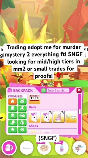 Trading adopt me exotics/high tiers for mm2 mid/high tiers! SNGF can do small trades for proofs!