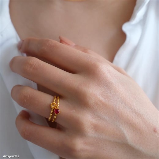 Natural Ruby Ring, Minimalist July Birthstone, Tiny Red Stone Ring, Dainty Ring, Christmas Gifts