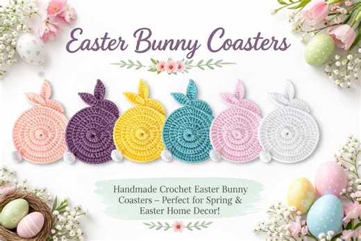 Easter Crochet Coasters Set, Bunny & Egg Coasters - Etsy