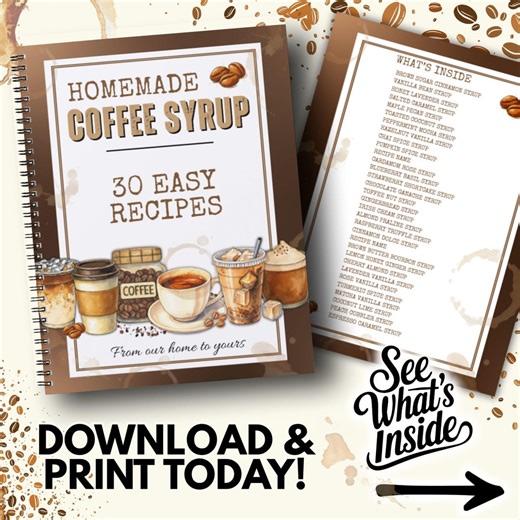Homemade Coffee Syrup Recipes PDF | 30 Easy Flavors for Java Lovers, Mixology Guide, Printable Cookbook - Etsy