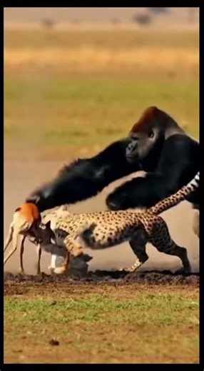 Instant Protection: A Gorilla’s Brave Stand to Save Its Young #Gorilla #Leopard #Unexpected
