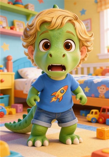 AUGIE TURNED INTO A DINOSAUR?! 😱🦖 #augiesplayhouse #fyp #dinosaur #kidsvideo #funnykidsvideo