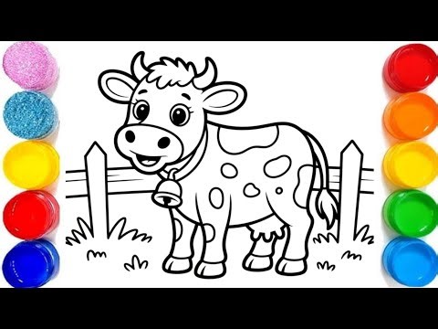 How To Draw A Cow Step By Step | Cow drawing colour for kids | Cow drawing easy way #animals drawing