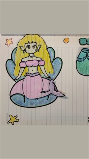 Mermaid Paper doll crafts 💖 #paperdiy #paperdoll #asmr
