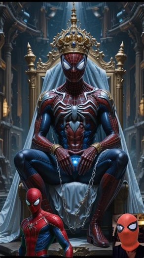 spider man sitting like king wearing crown #marvel #avengers #shorts