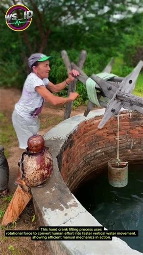 Just realized this hand crank lifting process pulls water insanely fast