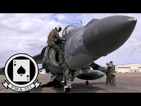 USMC, Ace of Spades. Powerful AV-8B Harrier II attack aircraft in action.