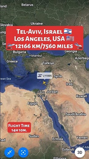 Tel-Aviv, Israel 🇮🇱 to Los Angeles, USA 🇺🇸 Flight Route ✈️ LY1005