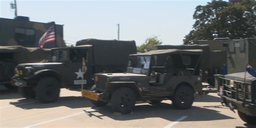 Historic military vehicle convoy passes through Denison