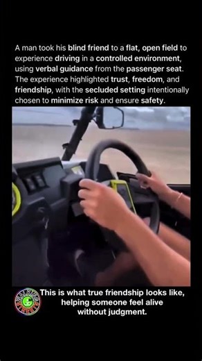 Man Brings Blind Friend To Open Field For Safe Driving Experience Guided By Verbal Instructions Only