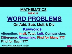 Word Problems on Addition, Subtraction, Multiplication & Division(SHORT KEYWORDS)MATHS Class3-10
