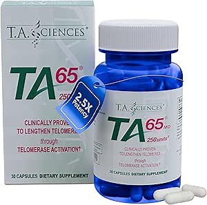 T.A. Sciences TA-65 Telomere Activation Supplement, 2.5 Times Potency Telomerase, 30 Capsules