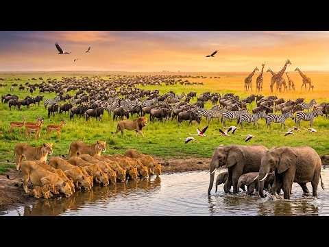Serene African Safari 4K 🐘 Incredible Wild Animal Moments with Tranquil Scenery and Relaxing Music 🎶