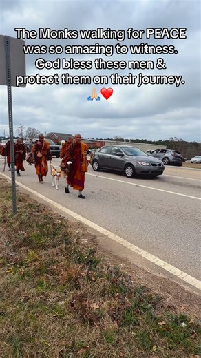 Gabe Lincoln 💕 on Instagram: "Witnessing the monks walking for peace today was so amazing . God keep them covered & safe throughout their journey. ❤️"
