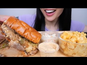 Ooooey Goooey PHILLY KUROBUTA PORK PHILLY + MAC AND CHEESE (ASMR EATING SOUND) | SAS-ASMR