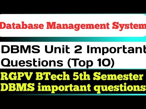 DBMS Unit 2 Important Questions | RGPV DBMS Important Questions | Database Management System