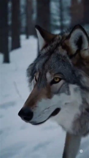 Majestic Wolf Walking Through the Snowy Taiga