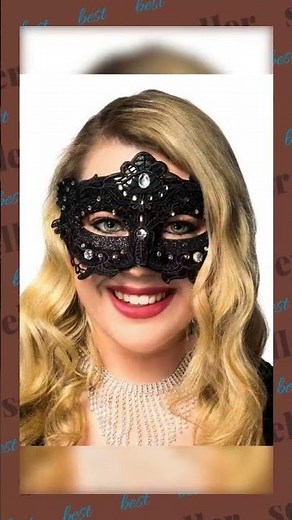 Glitter and Floral Lace Overlay Black Masquerade Mask