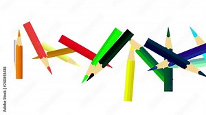 Creative color pencils backgrounds, Movement of colored pencils on a white background, color pencils of all colors of the rainbow, pens background texture Stock Video
