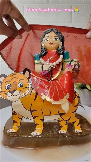 Barf 🧊 ke Maa Chandraghanta idol making 🙏💞😱🙇 #shorts #maa #chandraghantamaa #navratrispecial #diy