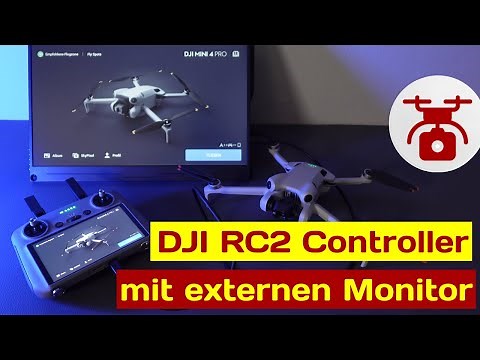 DJI Mini 4pro drone RC2 controller with external monitor for more detail when flying drones