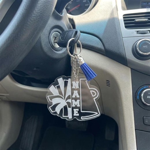 Custom Cheerleading Acrylic Keychain, Personalized Cheer Bag Tag With Name, Cheerleader Pom and Megaphone Charm, Cheer Team Gift With Tassel - Etsy
