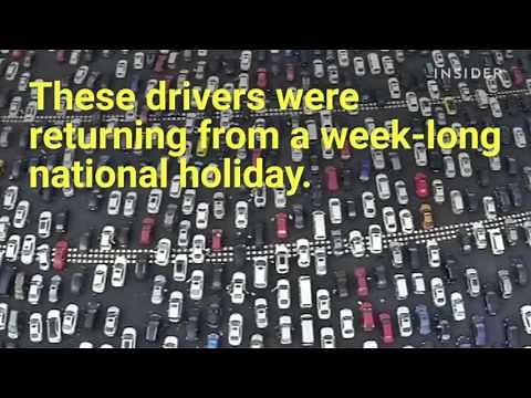 50-lane traffic jam in China