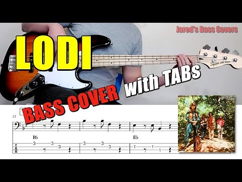 "Lodi" by Creedence Clearwater Revival 🎸 Bass Cover with Play Along TABs 🎵