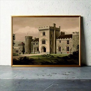A Majestic Castle Portrait Rendered in Charcoal Tones - Digital Wall Art - Etsy